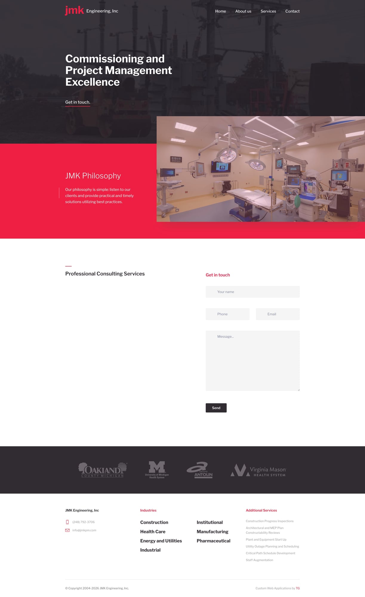 JMK Engineering website screenshot